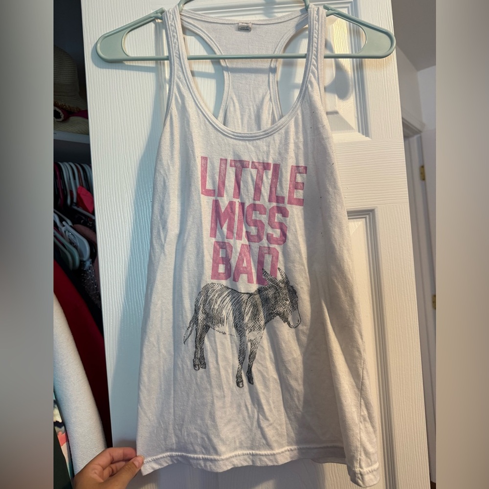 Tultex White and Pink Casual Tank Top